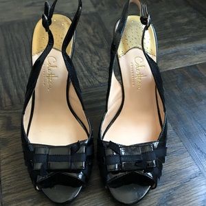 Cole Haan Patent Black Slingback Sandals 6.5 7